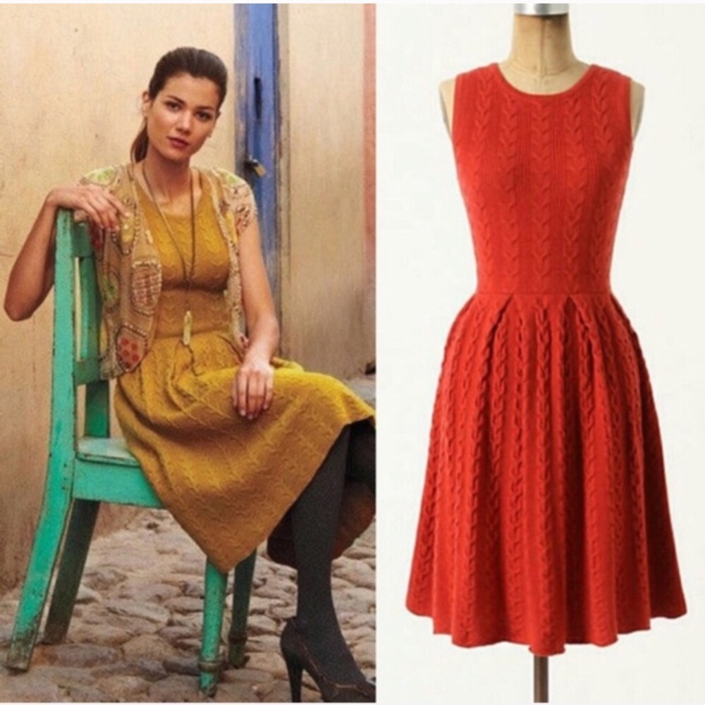 NWOT Anthropologie Wool Cable Knit Sweater Dress